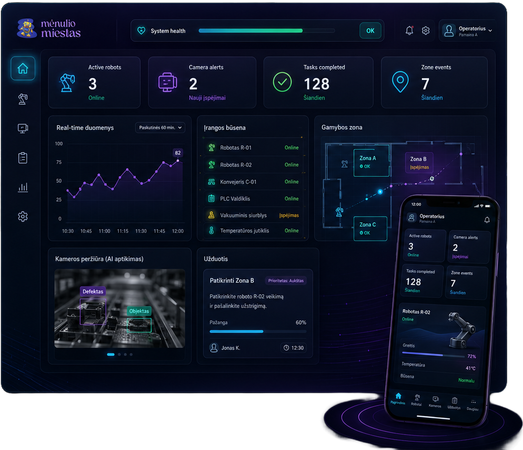 Robot control mobile application interface